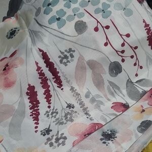 Floral Watercolor Scarf in White, Burgundy, Gray, Teal